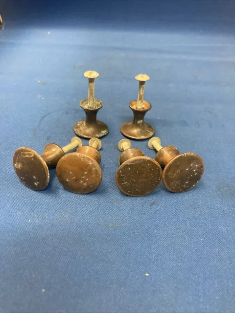 Antique Brass Round Small Knobs Drawer Cabinet Door Dresser Lot of 6