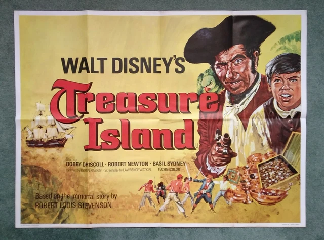 TREASURE ISLAND (1950, RR1970s) original UK quad movie poster -DISNEY ...