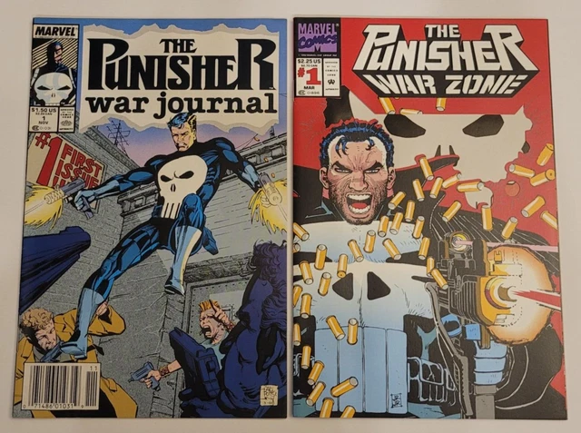 PUNISHER Lot - War Journal #1 & War Zone #1- Marvel Comics