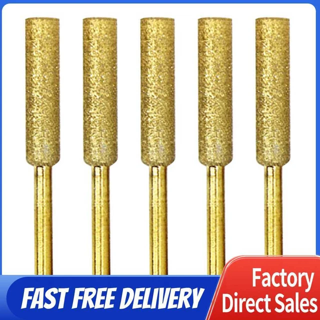 5pcs/Set Diamond Coated Grinding File Stone Heads Drill Bit (5.5mm Gold)