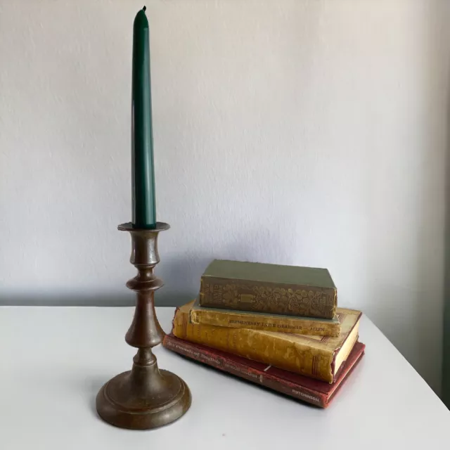 Antique Solid Bronze candlestick c18th century, stunning patina 2