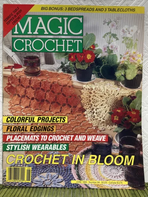 Revista de ganchillo mágico de colección junio 1993 bordes florales manteles cortinas cenefas