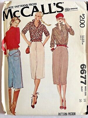 McCalls Sewing Pattern 6677 Shirt Straight Skirt 14 Vintage 1970s B&W Env Uncut