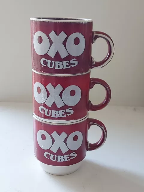 Vintage Oxo Cubes Ceramic Mug Ceramic Rustic Made in England Red & White 3