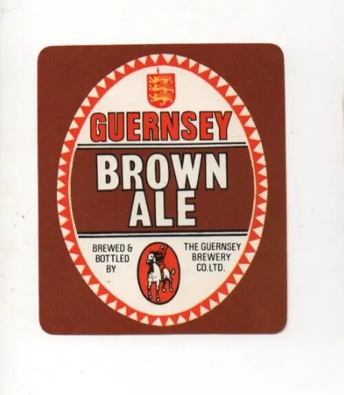 Guernsey - Vintage Beer Label - Guernsey Brewery - Brown Ale