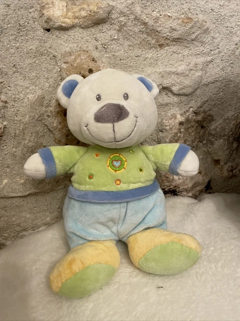 Doudou Chien Musical NICOTOY - 30 Cm - Bleu/vert - Fonctionne - Occasion