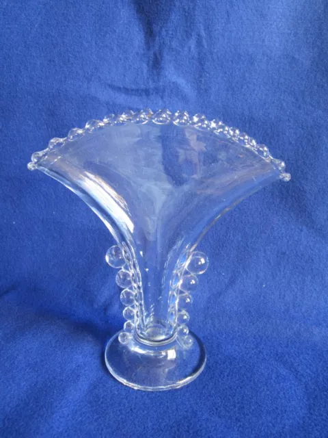 Gorgeous Original Candlewick Imperial Art Glass Co Fluted Fan Beaded Vase 400/87