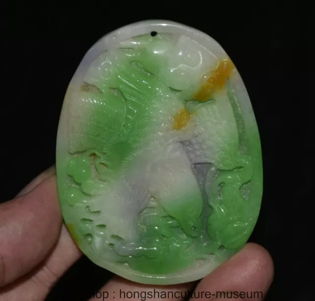 3 " Old Chinese Natural Hetian Jade Carved Dynasty Palace eagle Amulet Pendant