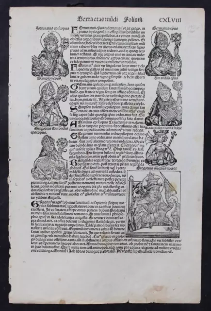 Inkunabel,Schedel Weltchronik,Lateinische Ausgabe Blatt Cxlviii ,1493,Rar