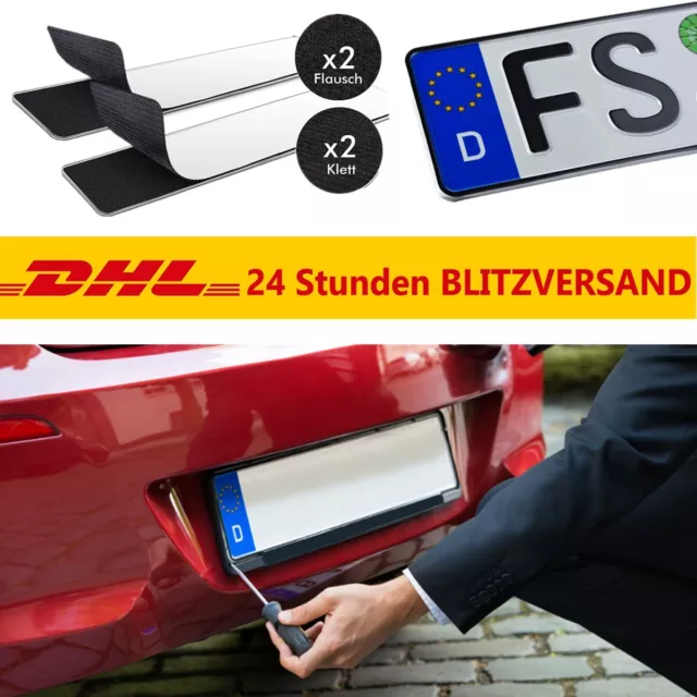 Klett Kennzeichenhalter-set Rahmenlos Selbstklebend 2 Stck -  Nummernschildhalterung Fr Jedes Auto
