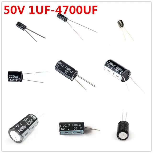 20Pcs 50V 1-4700uF 2.2 4.7 10 47 100 220 470 1000 2200 UF Electrolytic capacitor