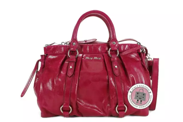 NEW Miu Miu RT0383 X72 Vitello Lux Bauletto Aperto Fuxia / F0029 Calfskin Tote B
