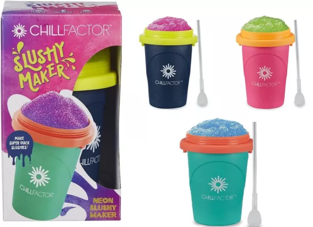 Chillfactor Neon Slushy Maker Reusable Homemade Slushies Squeeze Cup, 7 Assorted 2