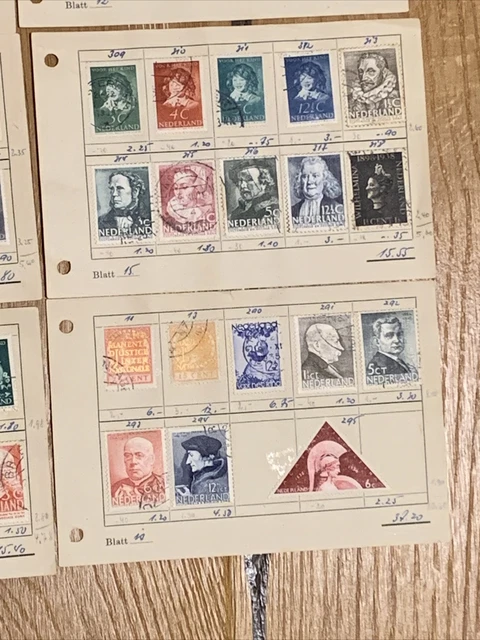 Briefmarken Lot Holland Niederlande uralt 16 Seiten aus einem Album 9