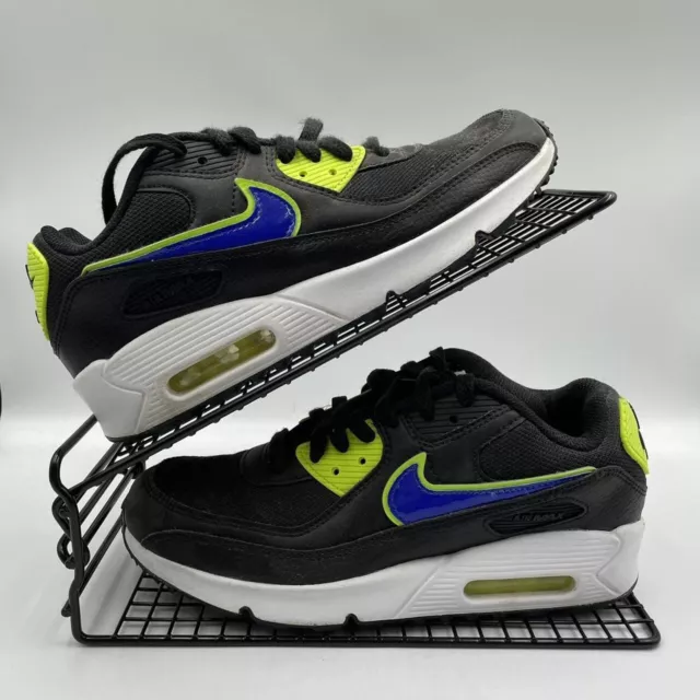 NIKE AIR MAX 90 Black Blue Neon Green Trainers Size UK 5 DA4670