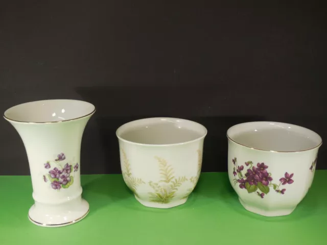 2x Blumen über topf antik Vase Bareuther/Schumann Germany Veilchen