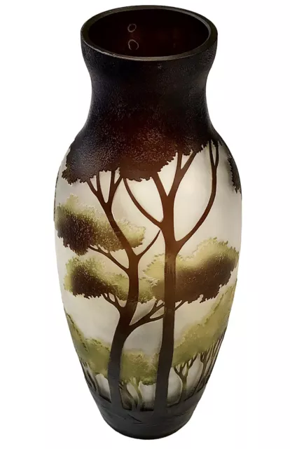 Emile Galle / Daum Nancy Style Vintage Art Nouveau Cameo Landscape Glass Vase
