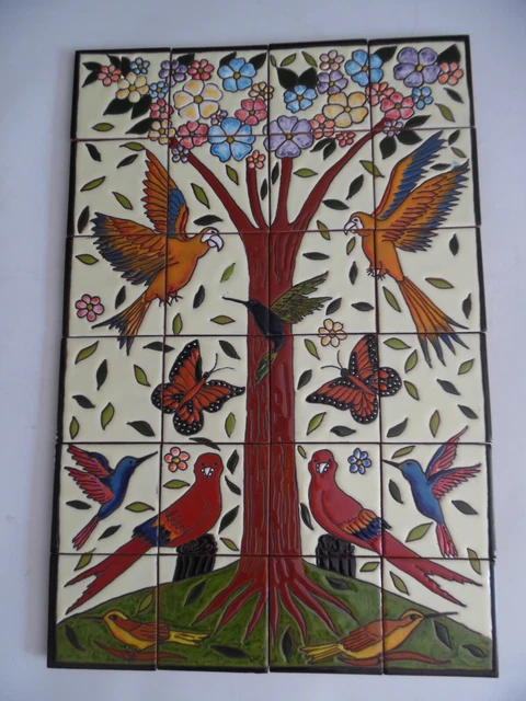 25" CERAMIC TILE MURAL mexican talavera mosaic hand painted backsplash