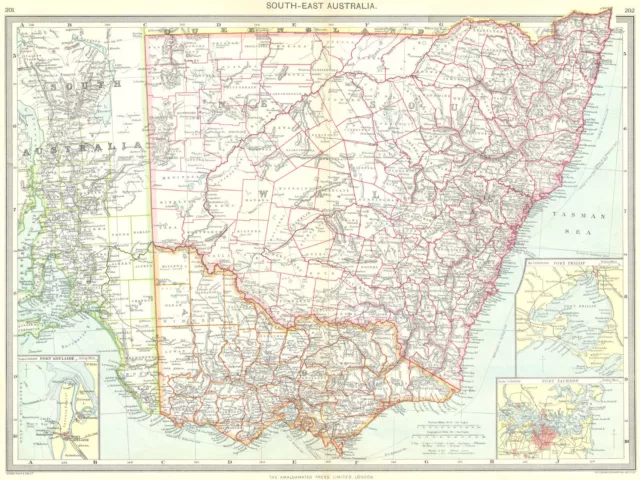 AUSTRALIA. South-east. New South Wales Port Adelaide Phillip Jackson 1907 map