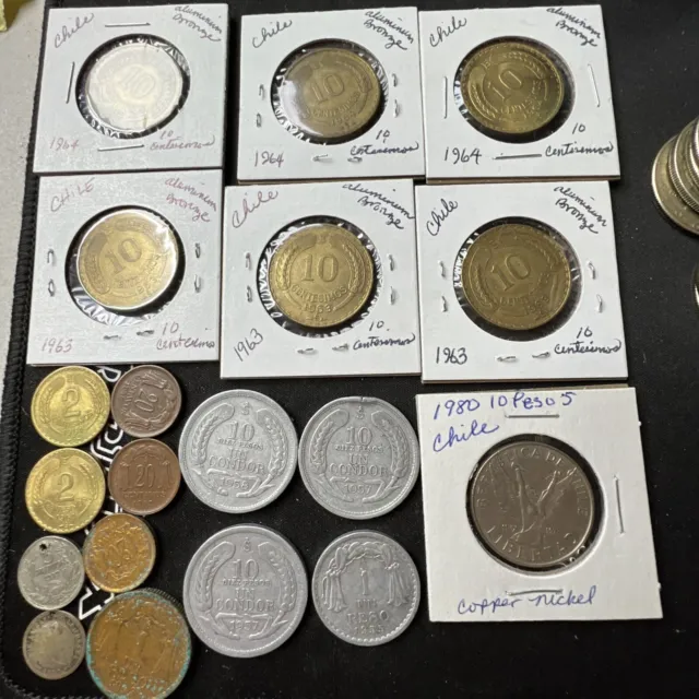 Old Chile Coin Lot - 1887-1980- 19 VINTAGE Coins