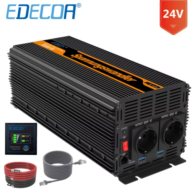 EDECOA CONVERTISSEUR 24V 220V 3000W/6000W Onduleur Transformateur  télécommande EUR 189,00 - PicClick FR