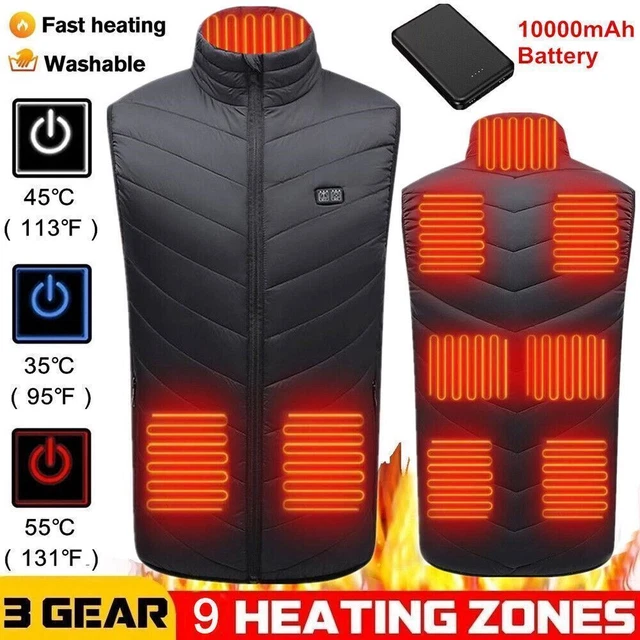 HEATED VEST 9 Heating Zones With 10000mAh Battery Pack Electric Heating