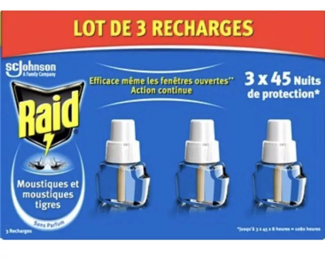 Recharge liquide pour diffuseur électrique anti-moustique Raid 45 nuits -  27ml