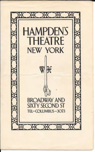 1928 Program Walter Hampden Theatre CAPONSACCHI w/ Walter Hampden