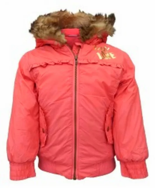 Dirkje Anorak bambina giacca cappuccio pelliccia corallo taglia 80 86 nuova