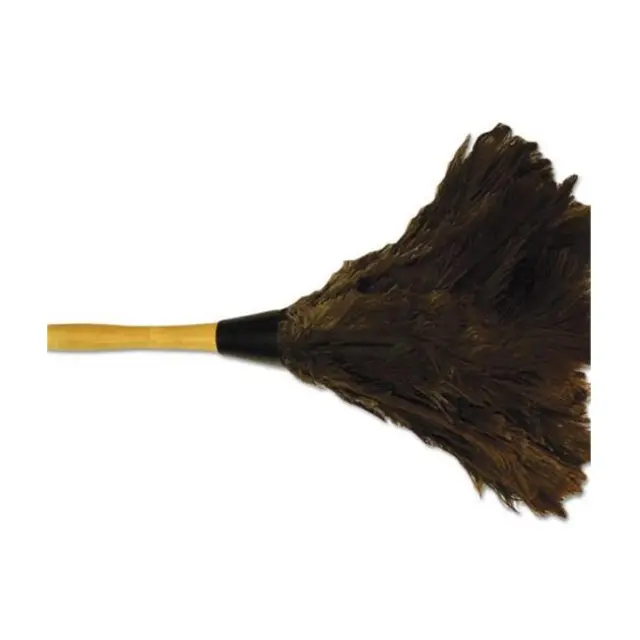BWK Professional Ostrich Feather Duster with Wood Handle Brown - 14 in.