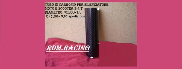 Tubo In Fibra Di Carbonio Per Silenziatori Moto E Scooter, Diametro  70X300X1,5 