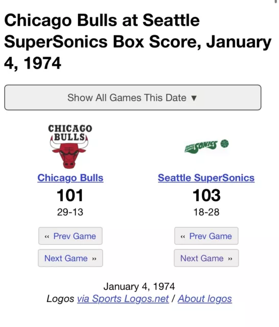 1973-74 Seattle SuperSonics vs Chicago Bulls - Ticket Stub - January 4, 1974 3