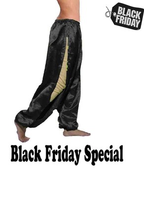 Aladdin Raso Ventre Costumi Yoga Pantalone Alto Split Harem ALADDIN Largo Uno Misura S18 