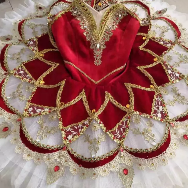 High Quality Custom Size Ballet Performance Wear Red Professional Tutu Adult