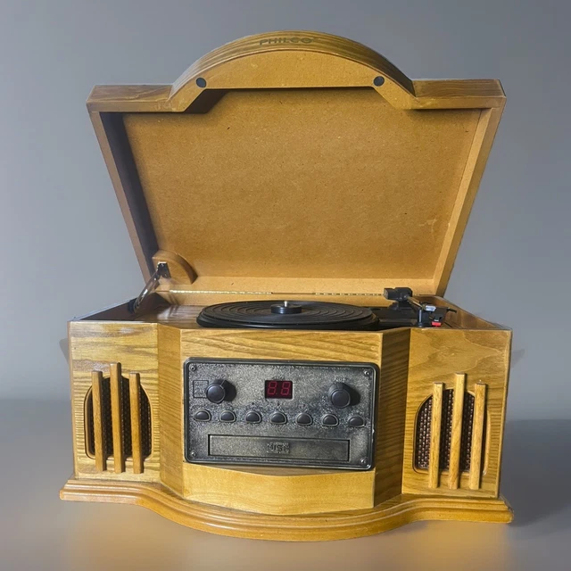 TOCADISCOS ÁLBUM PHILCO Vintage CD Cassette Reproductor Altavoces