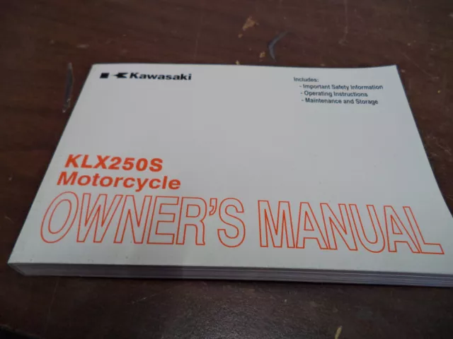 Kawasaki OEM New owners manual KLX250S  #2845