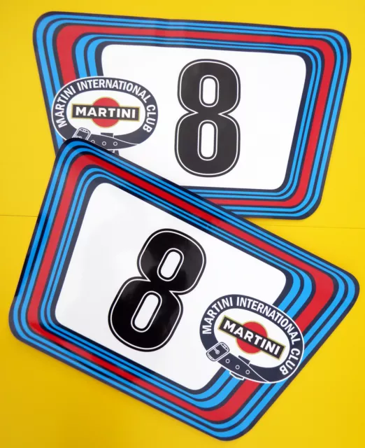 Vintage Rétro Classique Voiture Martini Course Rallye Chiffres Grand x2 Brillant