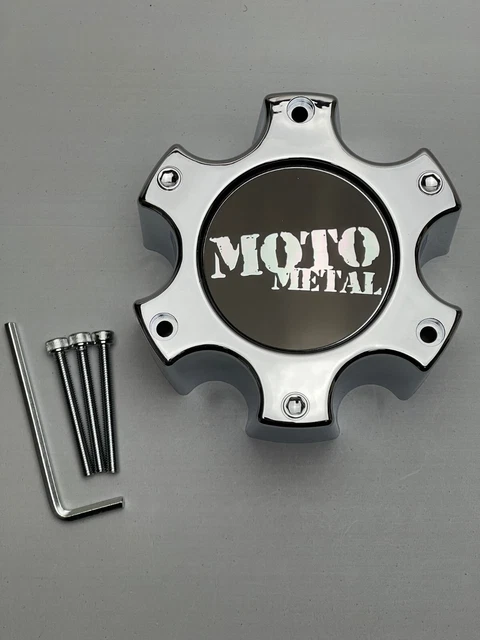 Set Of 4 Moto Metal MO951/950 353K83 Wheel Center Caps - Chrome, 3.25 Inch, Snap-In For 5/6 Lug