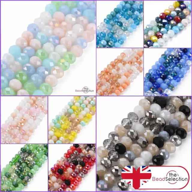 Faceted Glass Rondelle Abacus Round Beads Mixed Crystal 6mm 8mm 1 STRAND