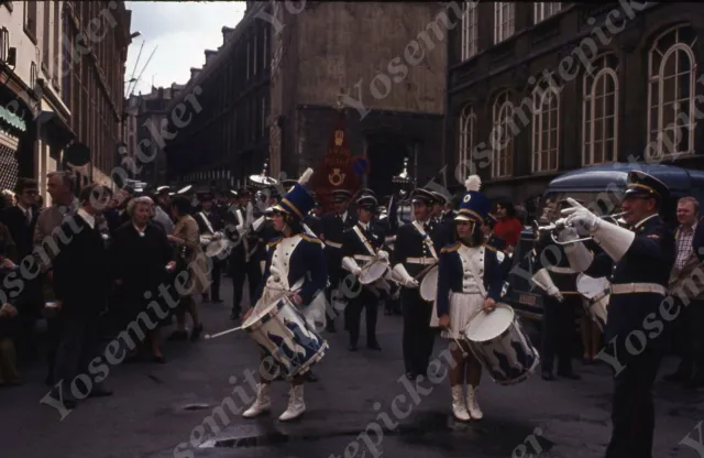 sl63 Original Slide 1970's Brussels Parade band drummer girls 546a