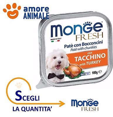 Monge Fresh Patè Gusto TACCHINO vaschette 100 gr. Bocconcini umido per cane cani