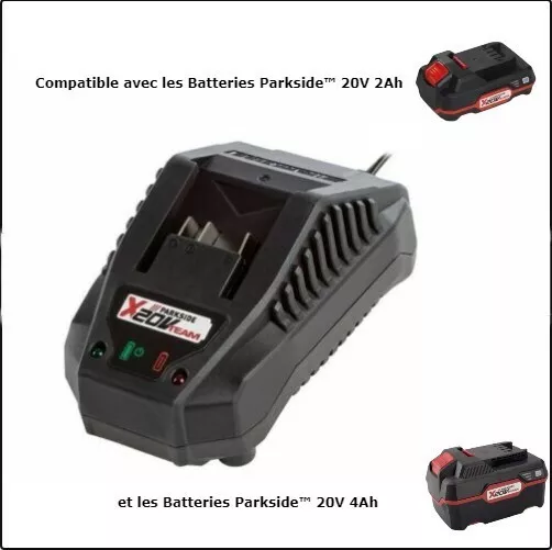 Chargeur Batterie 20 V Compatible Batteries 20V 2Ah et 4Ah Parkside™
