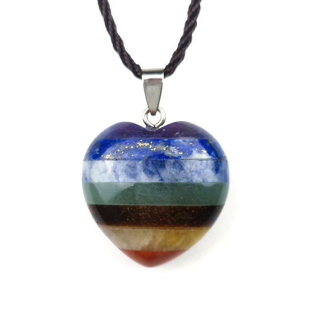 7 Chakra Natural Stone Pendant Necklace Healing Gemstone Crystal Energy Necklace 6