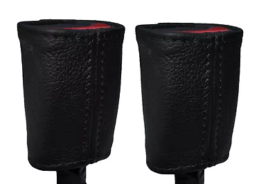 Black Stitching Fits Audi Coupe 89-92 2X Front Seat Belt Stalk Leather Covers