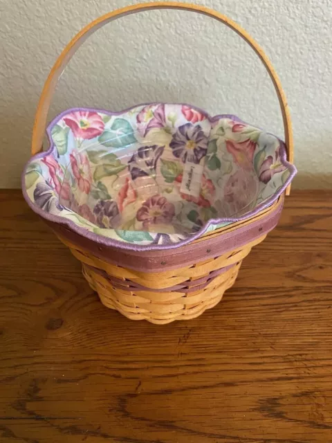 2000 Longaberger May Series Morning Glory Basket w Liner,  & product card