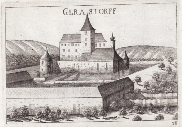 Gerasdorf Am Steinfelde St Egyden Incisione Stampa Antica Vischer 1672