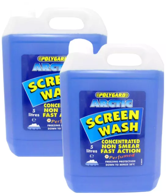 2x Polygard - Arctic Screenwash Concentrated Screen Wash Polyguard Non Smear 5L