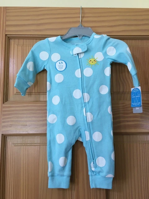 New Carter's Sun Dots Cotton Pajama PJs Footless Sleeper Baby Girl Infant Blue