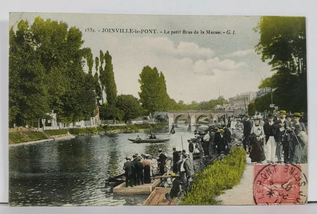 Joinville le Pont le Perit Bras de la Marne c1907 France Postcard L13