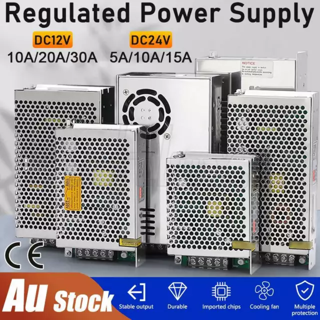 DC12V24V 5A/10A/15A/20A/30A Power Supply Transformer Switch AC to DC Adapter AU